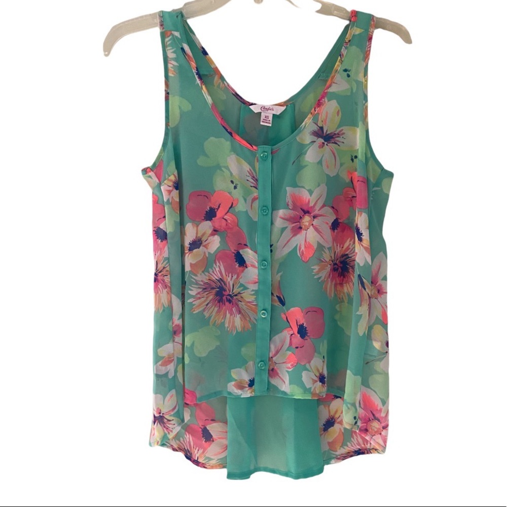 High-Low Floral Tank Top Blouse